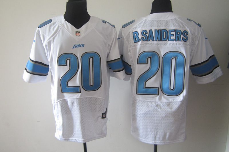 NFL Detroit Lions #20 Barry Sanders white Elite Nike jerseys->->NFL Jersey
